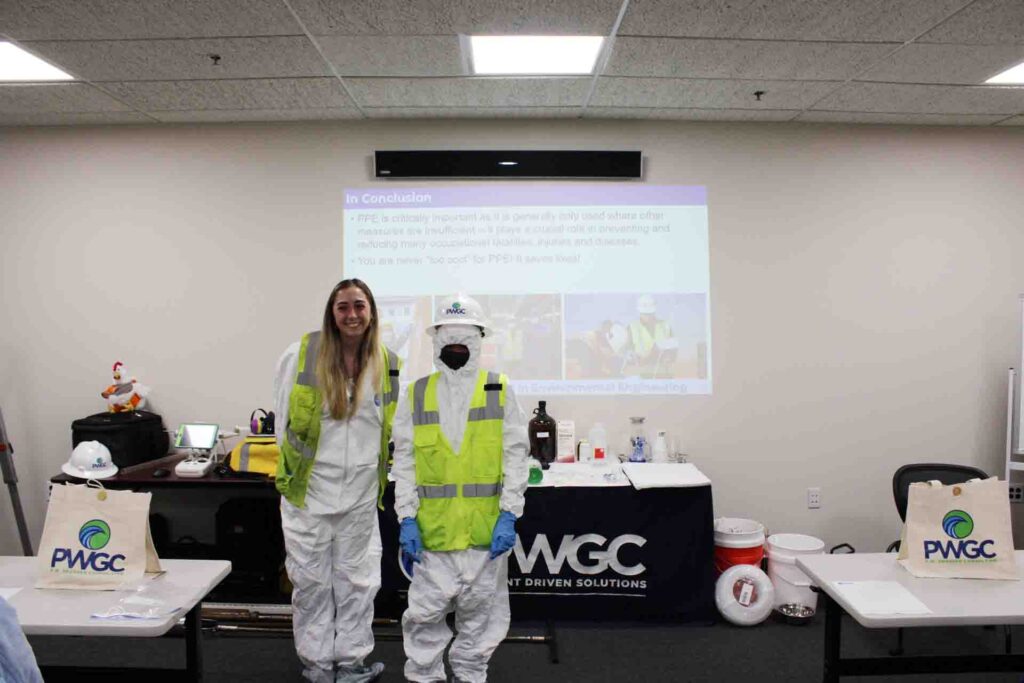 NSBE Region 1 STEM Program Visits PWGC - PWGC Staff with student volunteer in PPE