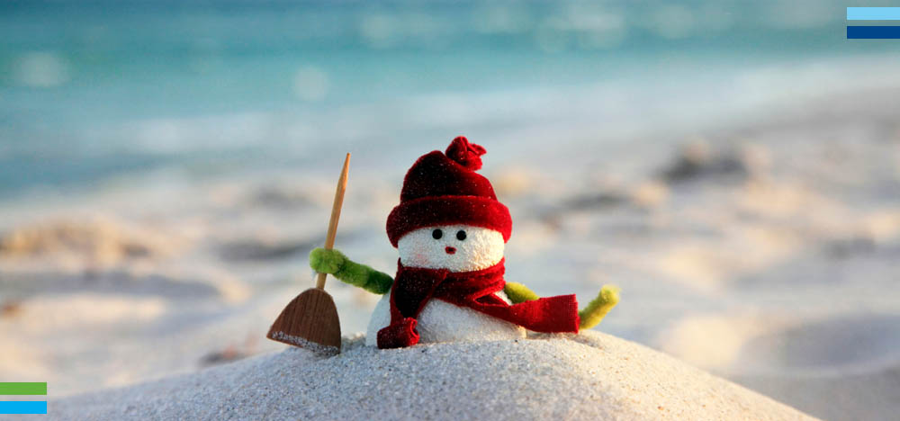 Ride the Wave Award - December 2023 - Snowman made of Sand with waves in background