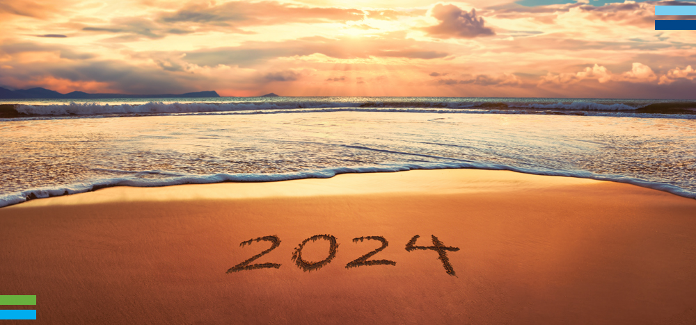 Ride the Wave Award - January 2024 - Beach with 2024 carved in sand